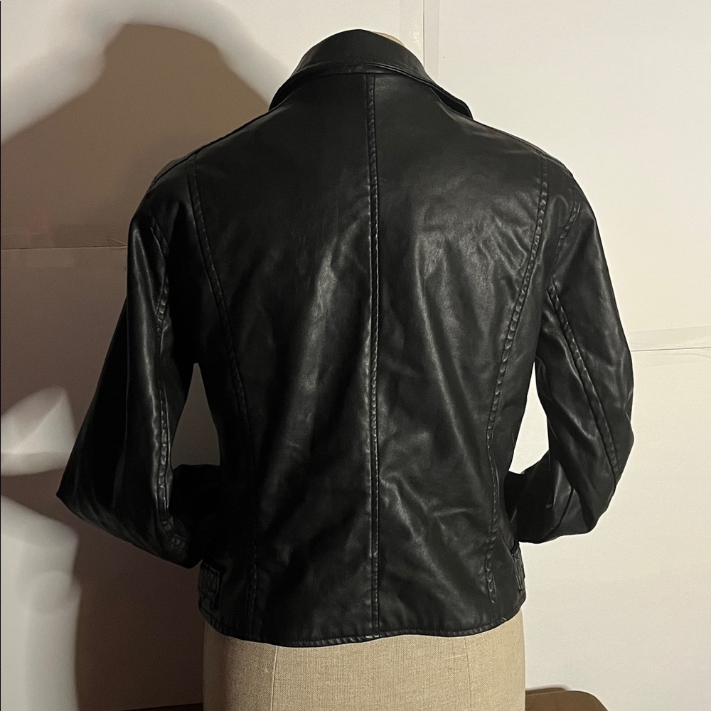 😄Streetwear society faux leather jacket zippers large - Picture 5 of 8